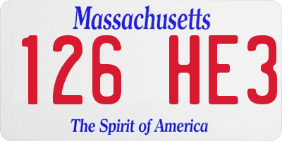 MA license plate 126HE3