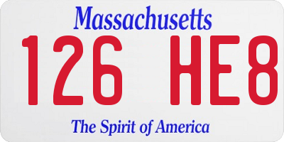 MA license plate 126HE8