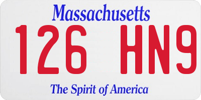 MA license plate 126HN9