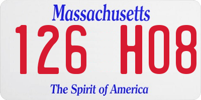 MA license plate 126HO8