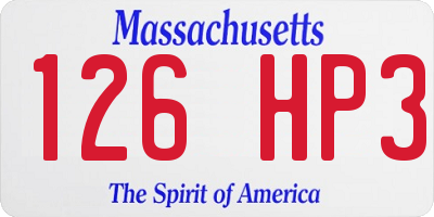 MA license plate 126HP3