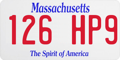 MA license plate 126HP9