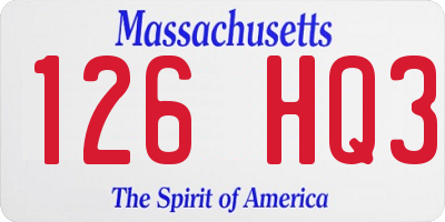 MA license plate 126HQ3