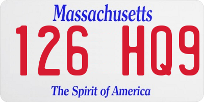 MA license plate 126HQ9