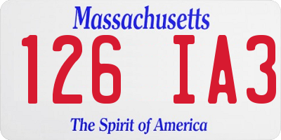 MA license plate 126IA3