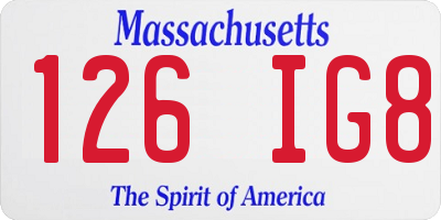 MA license plate 126IG8