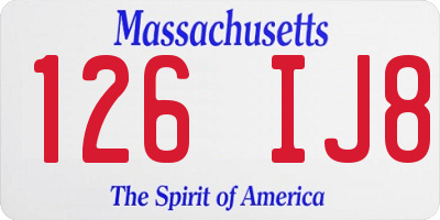 MA license plate 126IJ8
