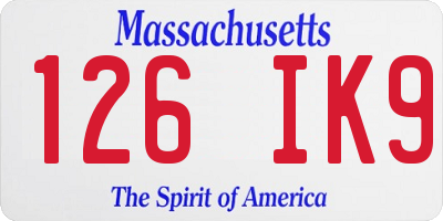 MA license plate 126IK9