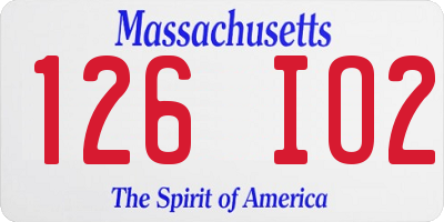 MA license plate 126IO2
