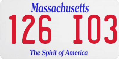 MA license plate 126IO3