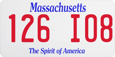 MA license plate 126IO8