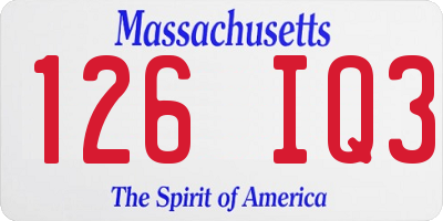 MA license plate 126IQ3