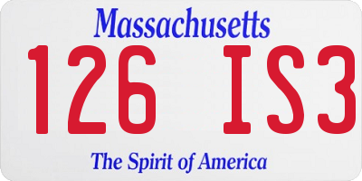 MA license plate 126IS3