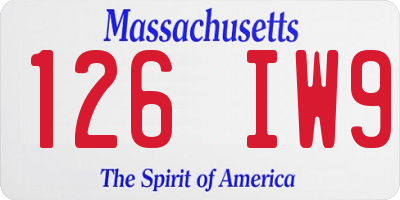 MA license plate 126IW9