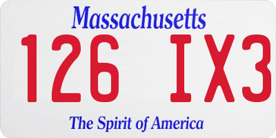 MA license plate 126IX3