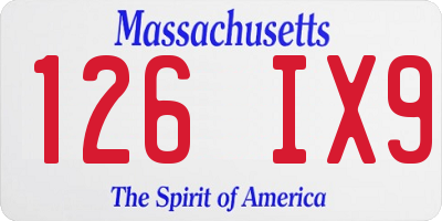 MA license plate 126IX9