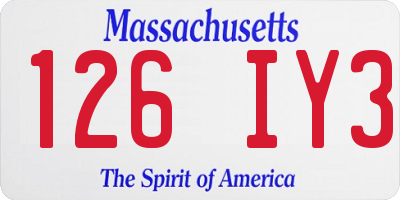 MA license plate 126IY3