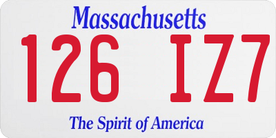MA license plate 126IZ7