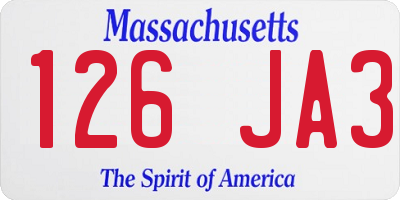 MA license plate 126JA3