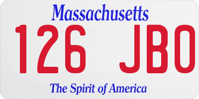 MA license plate 126JB0