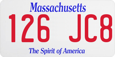 MA license plate 126JC8