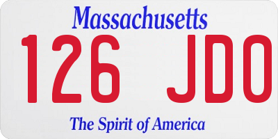 MA license plate 126JD0