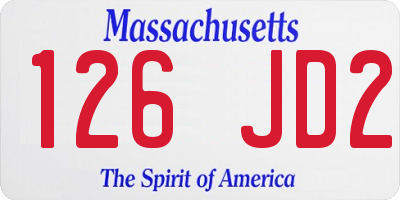 MA license plate 126JD2