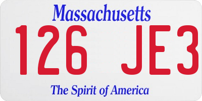 MA license plate 126JE3