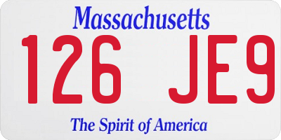 MA license plate 126JE9