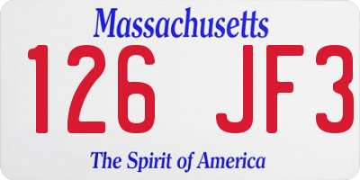 MA license plate 126JF3