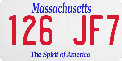 MA license plate 126JF7