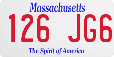 MA license plate 126JG6
