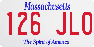 MA license plate 126JL0