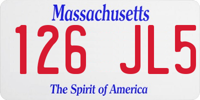 MA license plate 126JL5