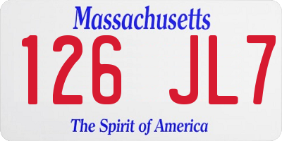 MA license plate 126JL7