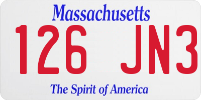 MA license plate 126JN3