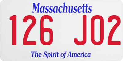 MA license plate 126JO2