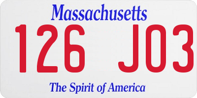 MA license plate 126JO3