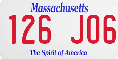 MA license plate 126JO6
