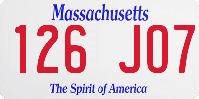 MA license plate 126JO7