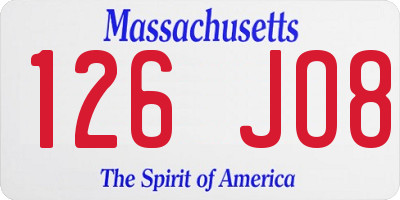 MA license plate 126JO8