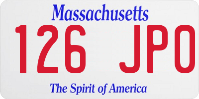 MA license plate 126JP0