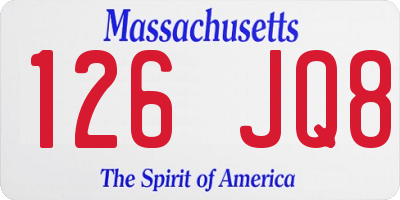 MA license plate 126JQ8