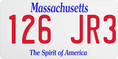 MA license plate 126JR3
