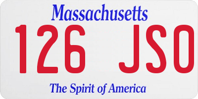 MA license plate 126JS0