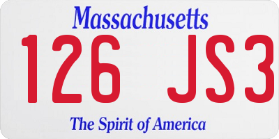 MA license plate 126JS3