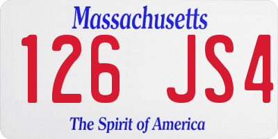 MA license plate 126JS4