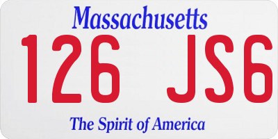 MA license plate 126JS6