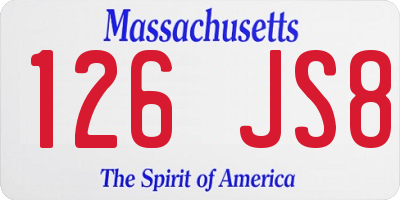 MA license plate 126JS8