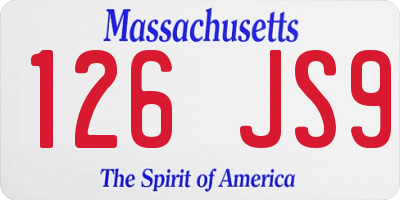 MA license plate 126JS9